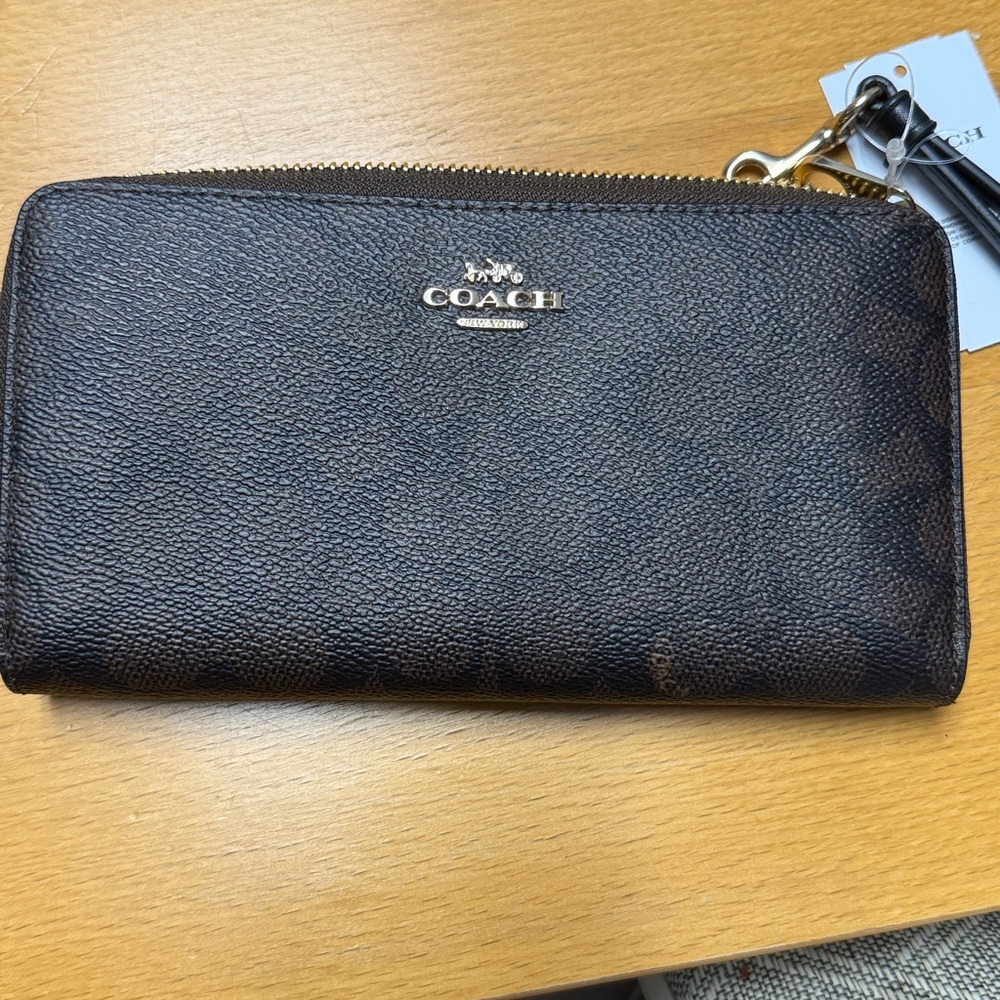 Coach Brown Leather Wristlet Wallet